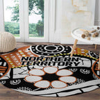 Australian Northern Territory Round Carpet Aboriginal with Sturt's Desert Rose