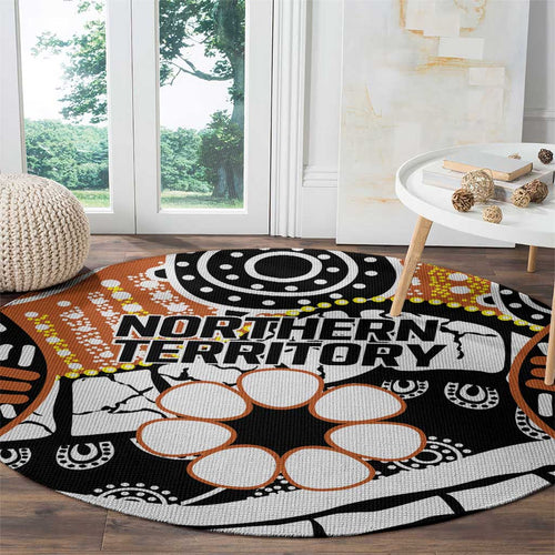 Australian Northern Territory Round Carpet Aboriginal with Sturt's Desert Rose