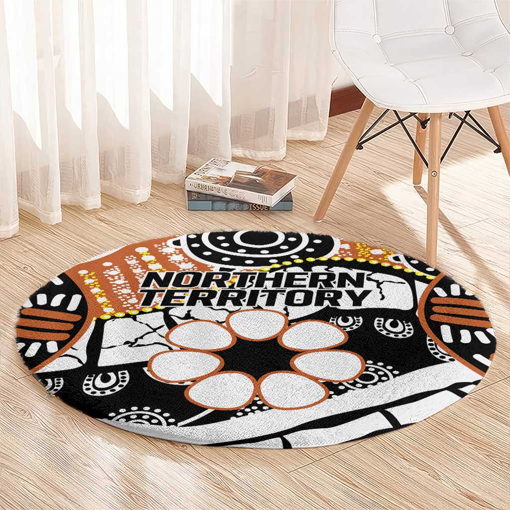 Australian Northern Territory Round Carpet Aboriginal with Sturt's Desert Rose