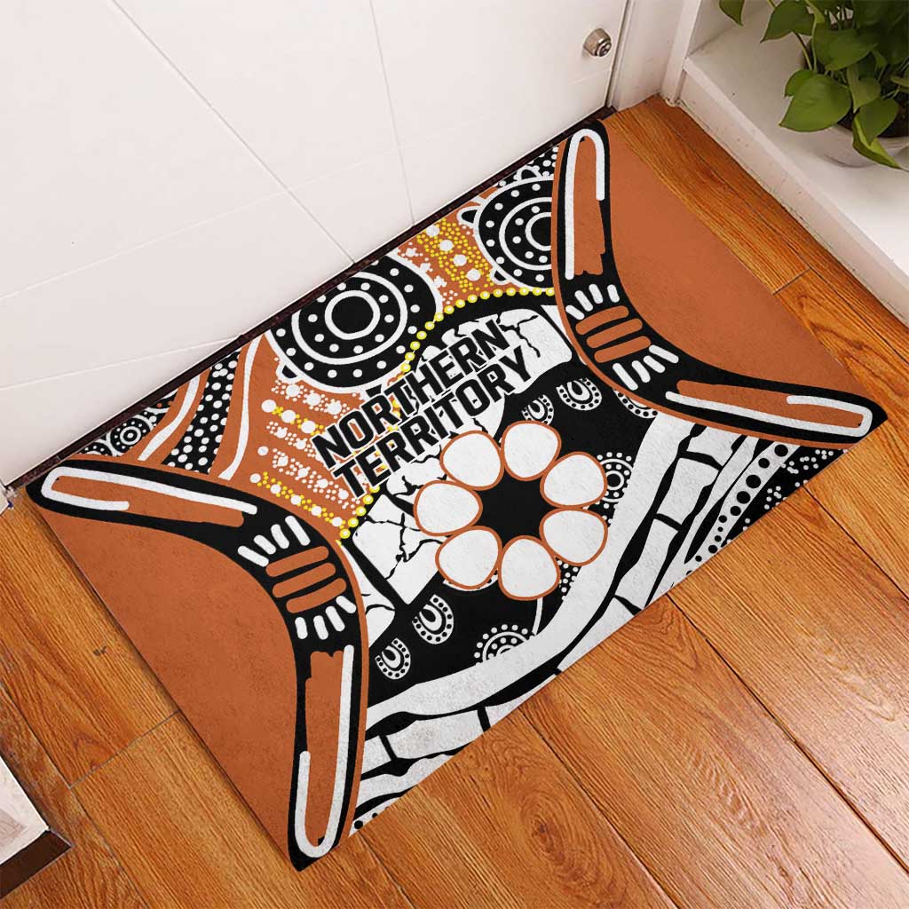 Australian Northern Territory Rubber Doormat Aboriginal with Sturt's Desert Rose