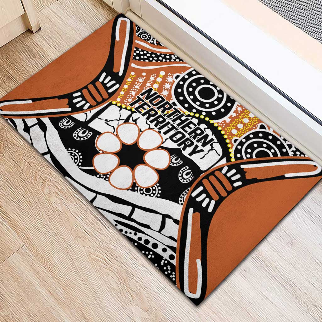 Australian Northern Territory Rubber Doormat Aboriginal with Sturt's Desert Rose