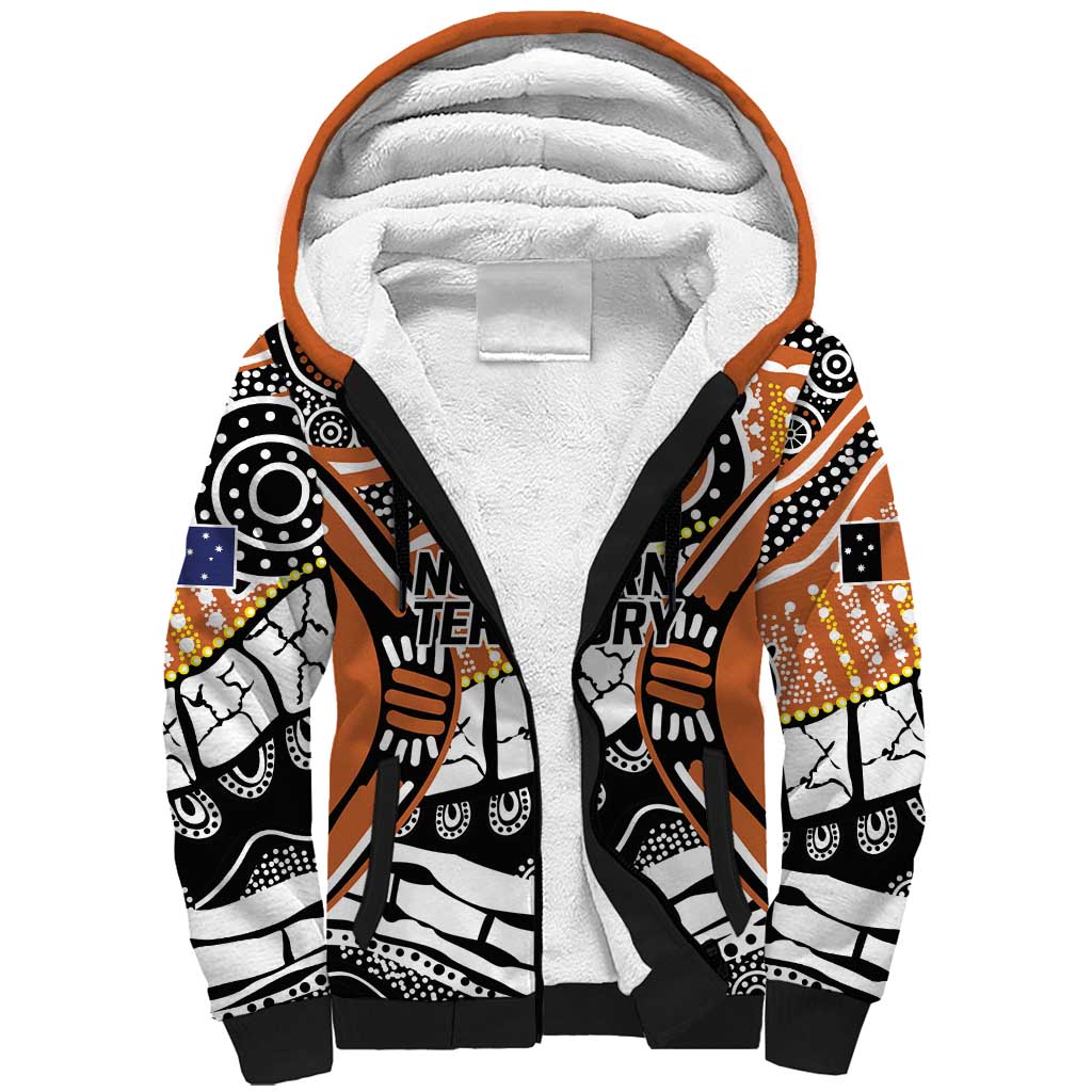 Australian Northern Territory Sherpa Hoodie Aboriginal with Sturt's Desert Rose