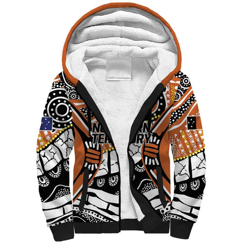 Australian Northern Territory Sherpa Hoodie Aboriginal with Sturt's Desert Rose