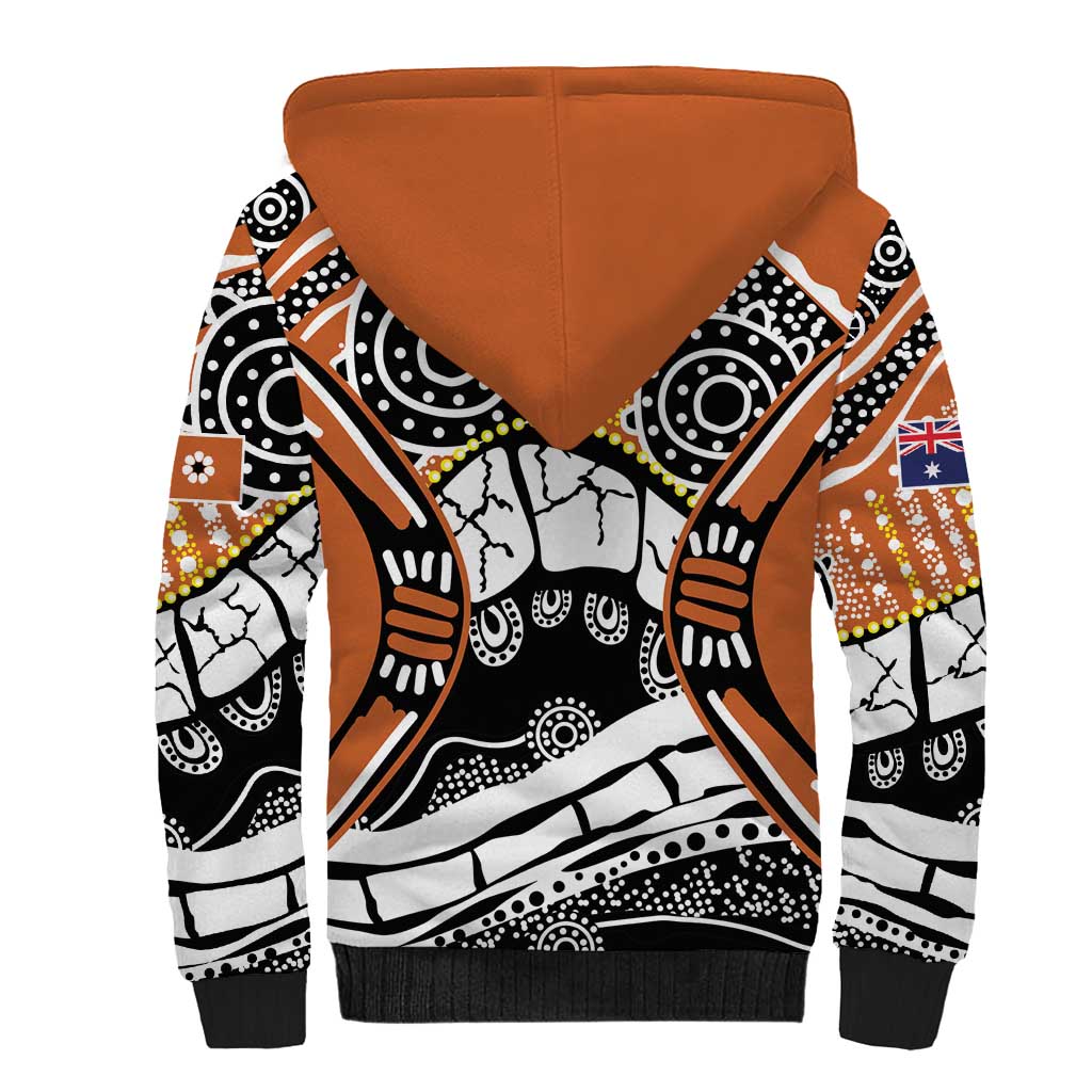 Australian Northern Territory Sherpa Hoodie Aboriginal with Sturt's Desert Rose