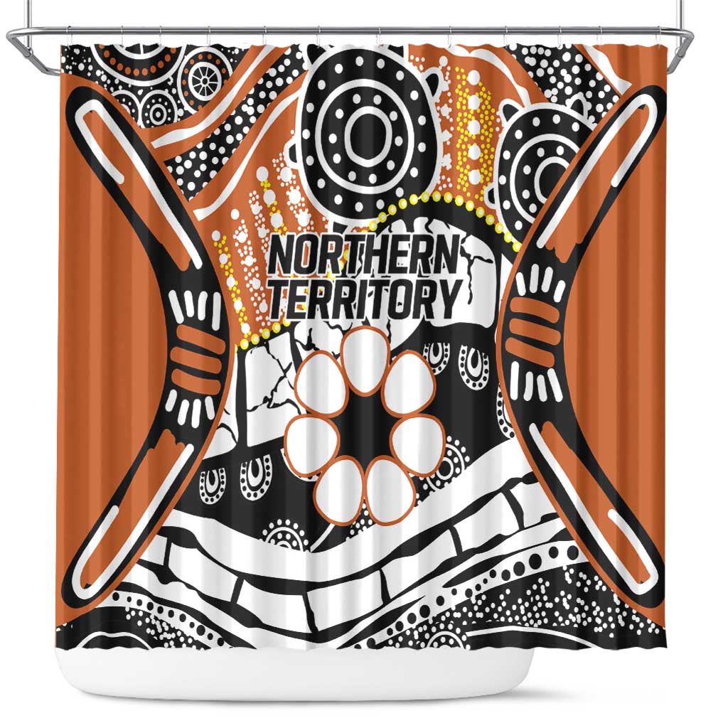 Australian Northern Territory Shower Curtain Aboriginal with Sturt's Desert Rose