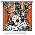 Australian Northern Territory Shower Curtain Aboriginal with Sturt's Desert Rose
