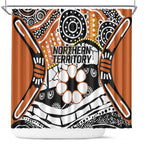 Australian Northern Territory Shower Curtain Aboriginal with Sturt's Desert Rose