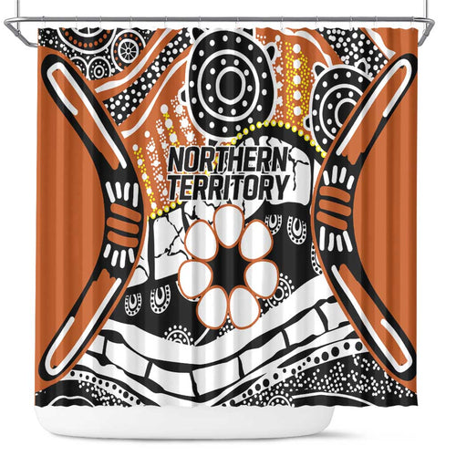 Australian Northern Territory Shower Curtain Aboriginal with Sturt's Desert Rose