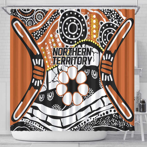 Australian Northern Territory Shower Curtain Aboriginal with Sturt's Desert Rose