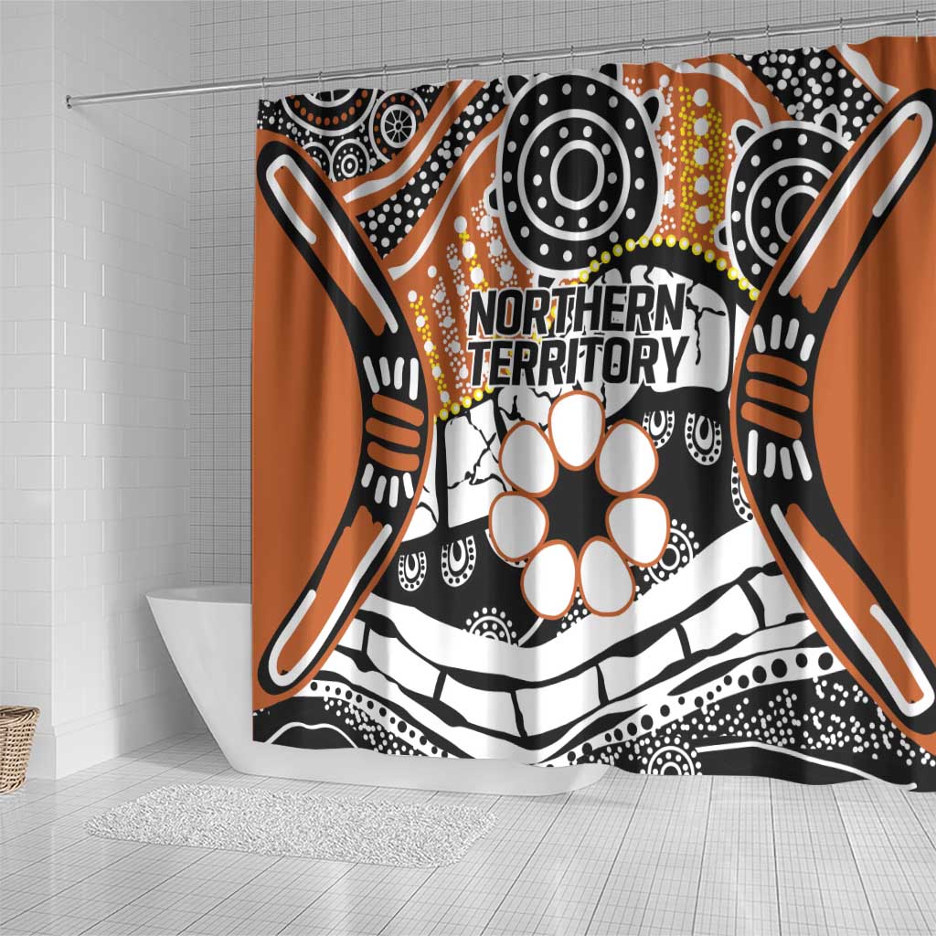 Australian Northern Territory Shower Curtain Aboriginal with Sturt's Desert Rose