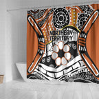 Australian Northern Territory Shower Curtain Aboriginal with Sturt's Desert Rose