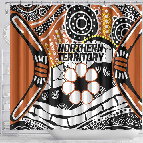 Australian Northern Territory Shower Curtain Aboriginal with Sturt's Desert Rose