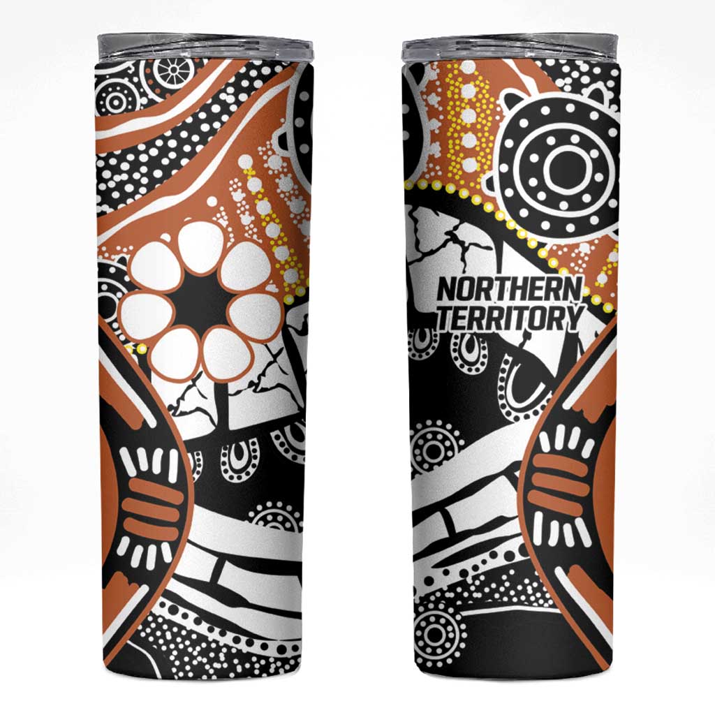 Australian Northern Territory Skinny Tumbler Aboriginal with Sturt's Desert Rose