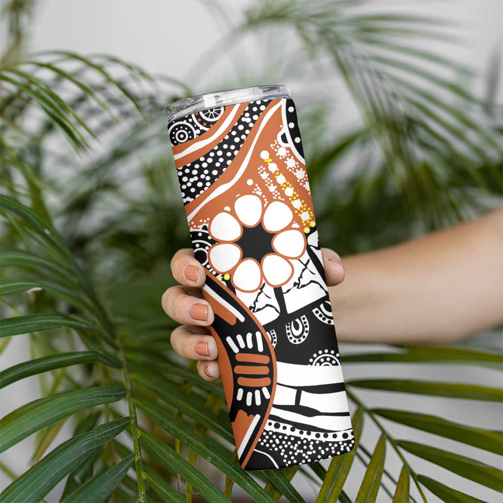 Australian Northern Territory Skinny Tumbler Aboriginal with Sturt's Desert Rose