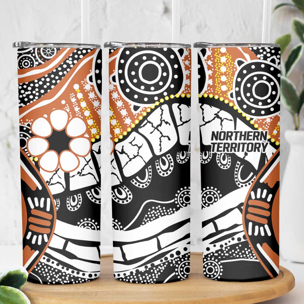 Australian Northern Territory Skinny Tumbler Aboriginal with Sturt's Desert Rose
