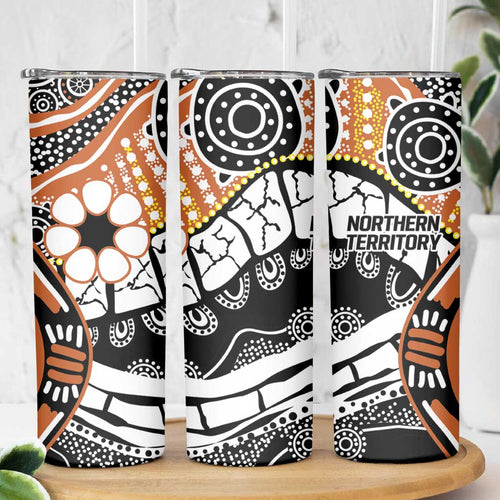 Australian Northern Territory Skinny Tumbler Aboriginal with Sturt's Desert Rose