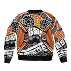 Australian Northern Territory Sleeve Zip Bomber Jacket Aboriginal with Sturt's Desert Rose