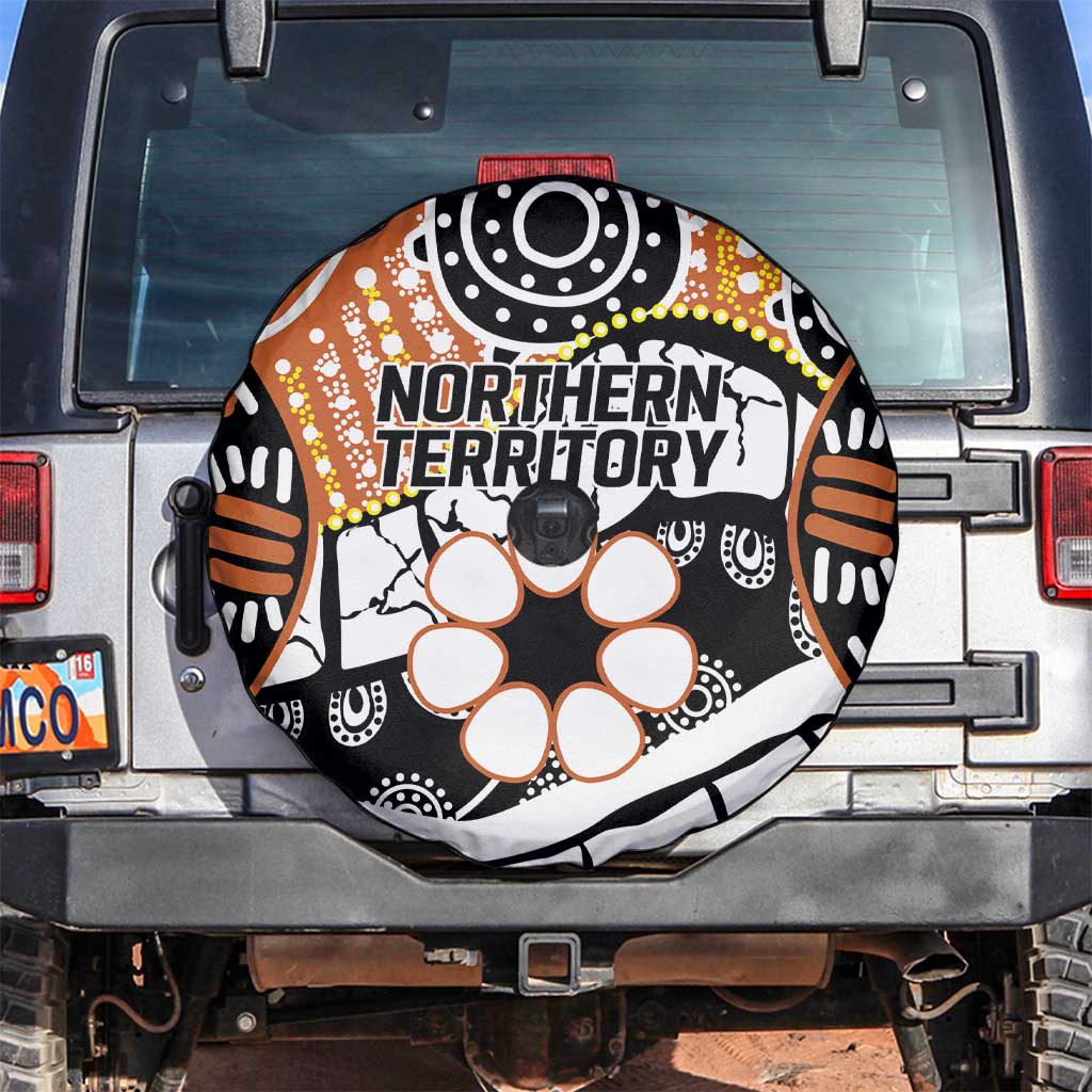 Australian Northern Territory Spare Tire Cover Aboriginal with Sturt's Desert Rose