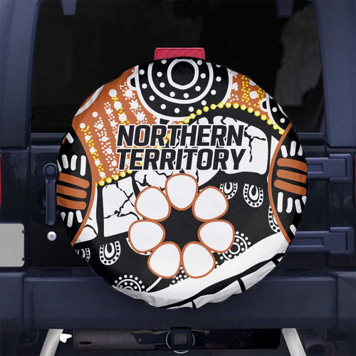 Australian Northern Territory Spare Tire Cover Aboriginal with Sturt's Desert Rose