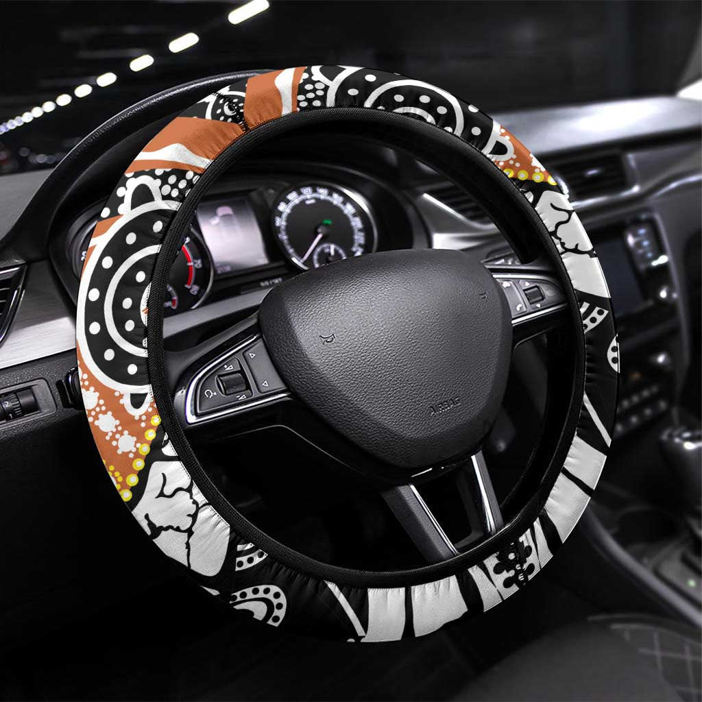 Australian Northern Territory Steering Wheel Cover Aboriginal with Sturt's Desert Rose