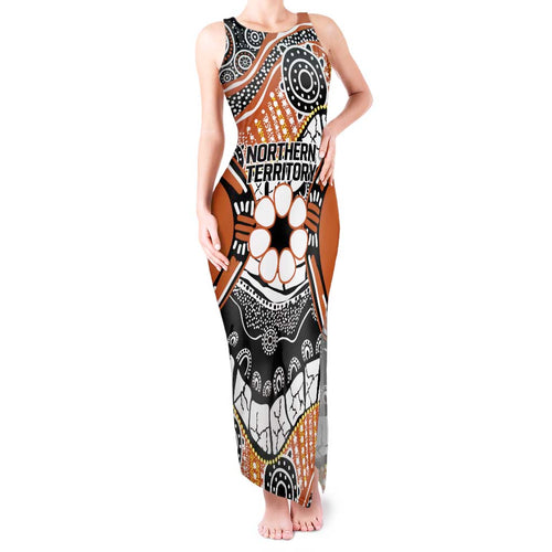 Australian Northern Territory Tank Maxi Dress Aboriginal with Sturt's Desert Rose
