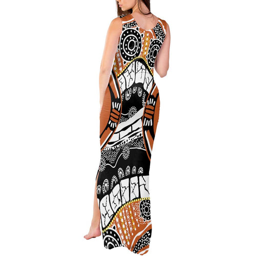 Australian Northern Territory Tank Maxi Dress Aboriginal with Sturt's Desert Rose