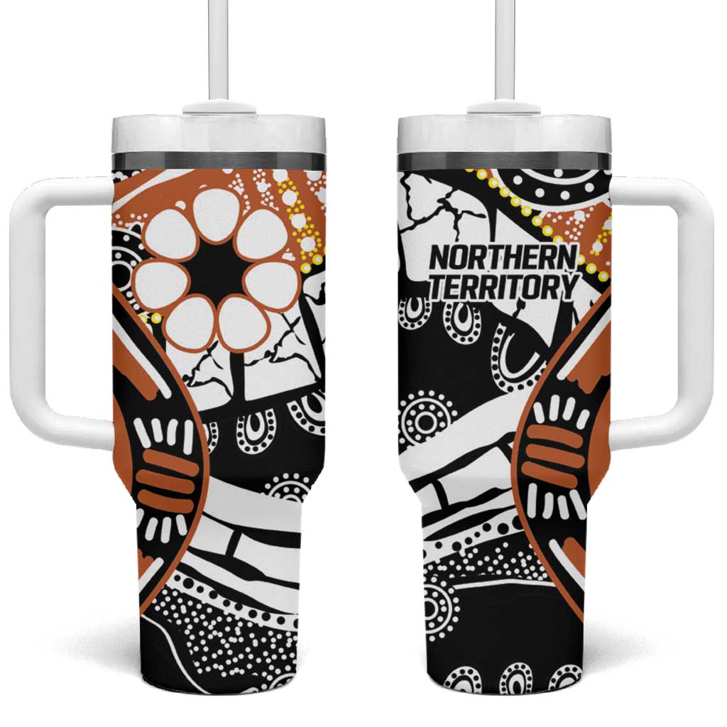 Australian Northern Territory Tumbler With Handle Aboriginal with Sturt's Desert Rose