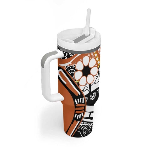 Australian Northern Territory Tumbler With Handle Aboriginal with Sturt's Desert Rose