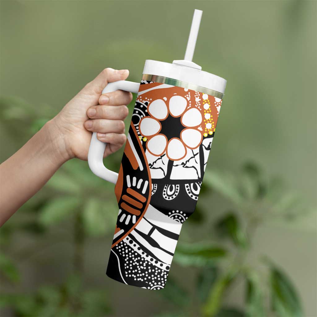 Australian Northern Territory Tumbler With Handle Aboriginal with Sturt's Desert Rose