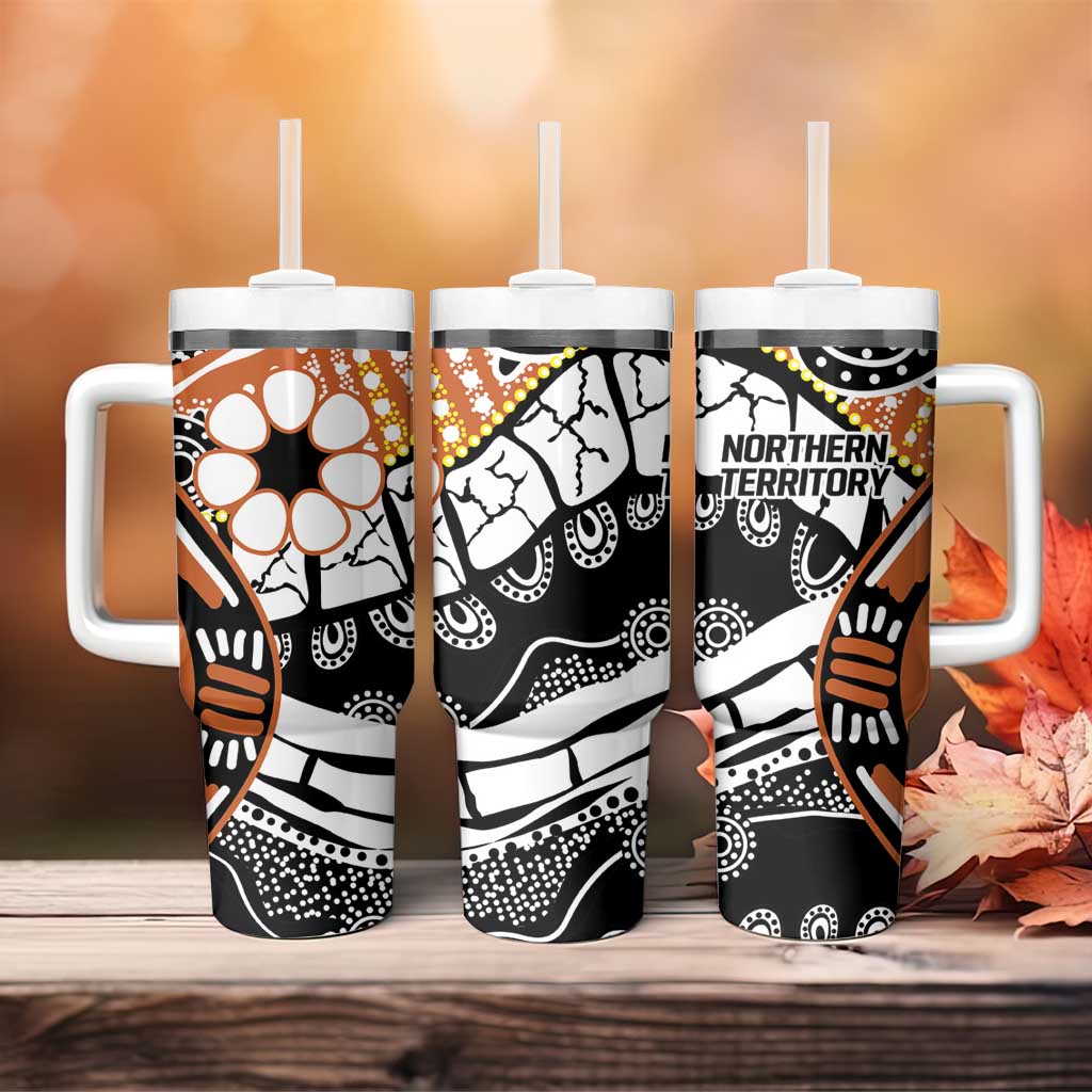 Australian Northern Territory Tumbler With Handle Aboriginal with Sturt's Desert Rose