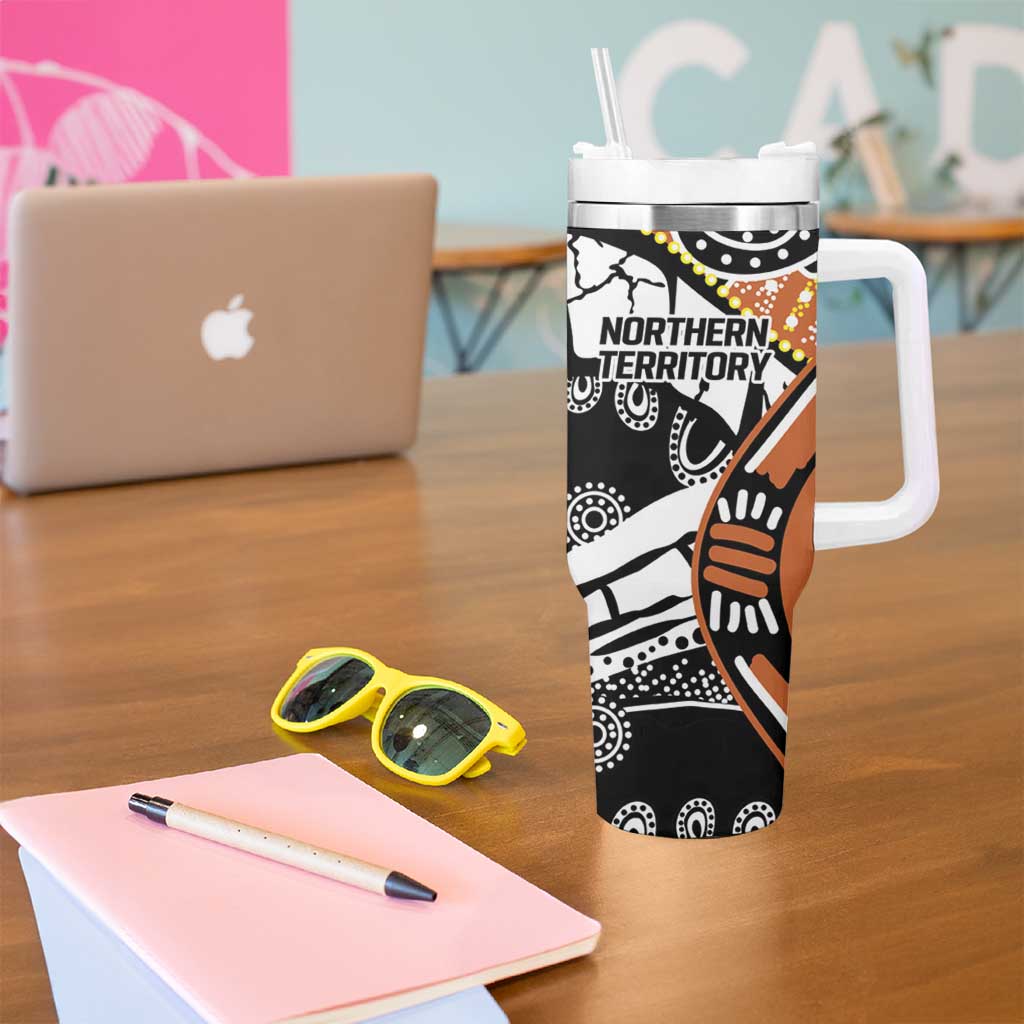 Australian Northern Territory Tumbler With Handle Aboriginal with Sturt's Desert Rose