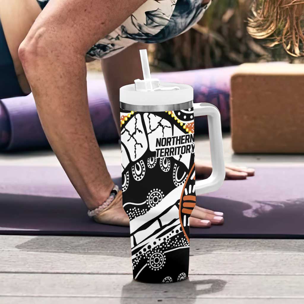 Australian Northern Territory Tumbler With Handle Aboriginal with Sturt's Desert Rose