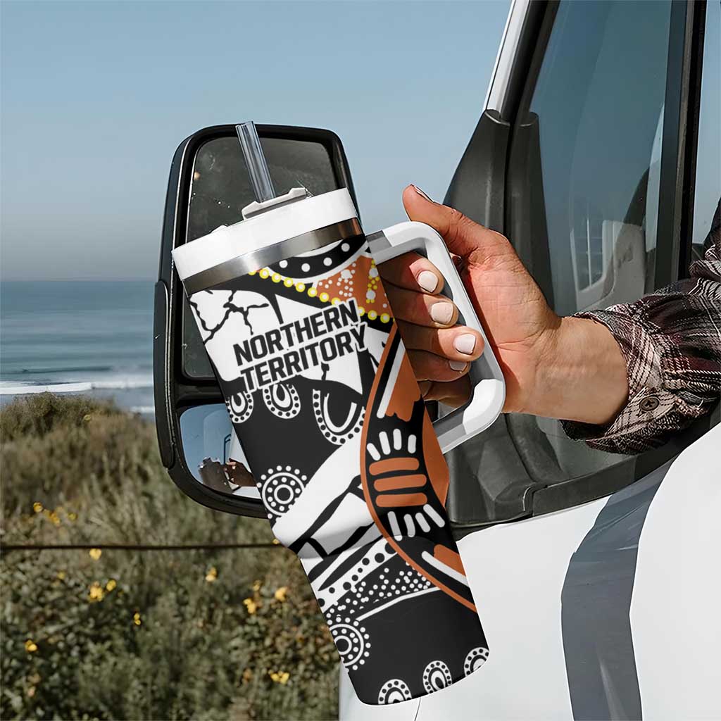 Australian Northern Territory Tumbler With Handle Aboriginal with Sturt's Desert Rose