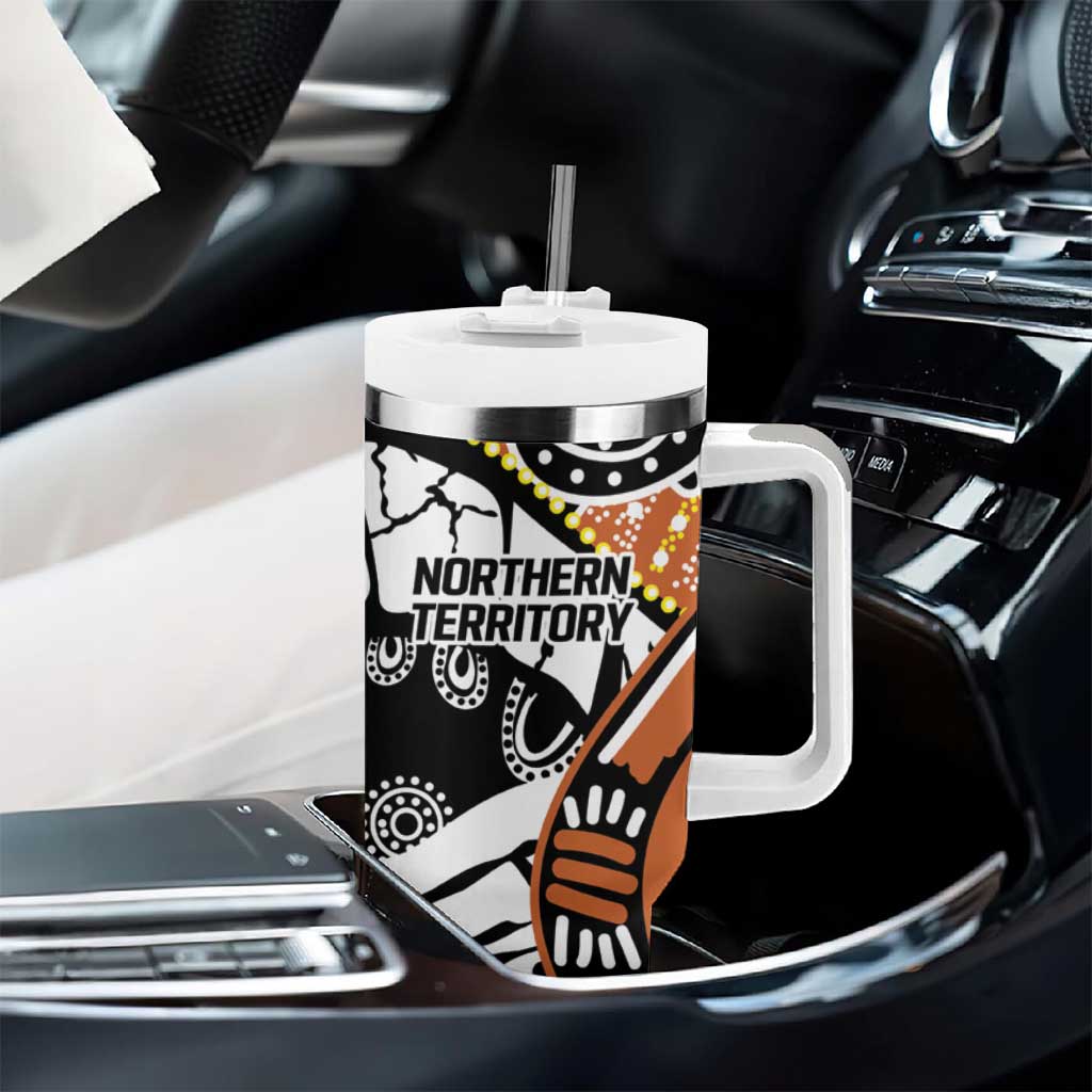 Australian Northern Territory Tumbler With Handle Aboriginal with Sturt's Desert Rose