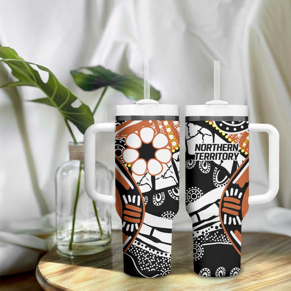 Australian Northern Territory Tumbler With Handle Aboriginal with Sturt's Desert Rose