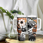 Australian Northern Territory Tumbler With Handle Aboriginal with Sturt's Desert Rose