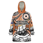 Australian Northern Territory Wearable Blanket Hoodie Aboriginal with Sturt's Desert Rose