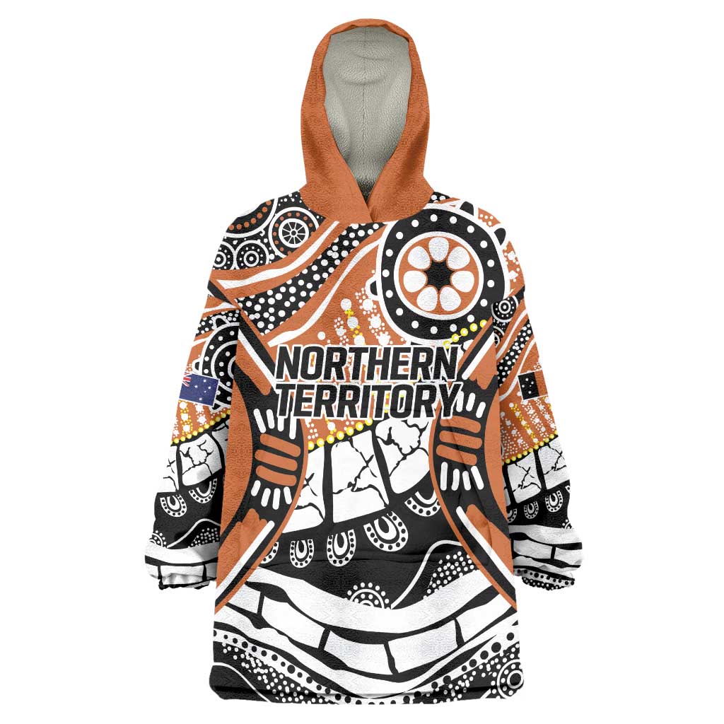 Australian Northern Territory Wearable Blanket Hoodie Aboriginal with Sturt's Desert Rose