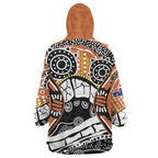 Australian Northern Territory Wearable Blanket Hoodie Aboriginal with Sturt's Desert Rose
