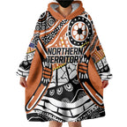 Australian Northern Territory Wearable Blanket Hoodie Aboriginal with Sturt's Desert Rose