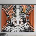 Australian Northern Territory Window Curtain Aboriginal with Sturt's Desert Rose