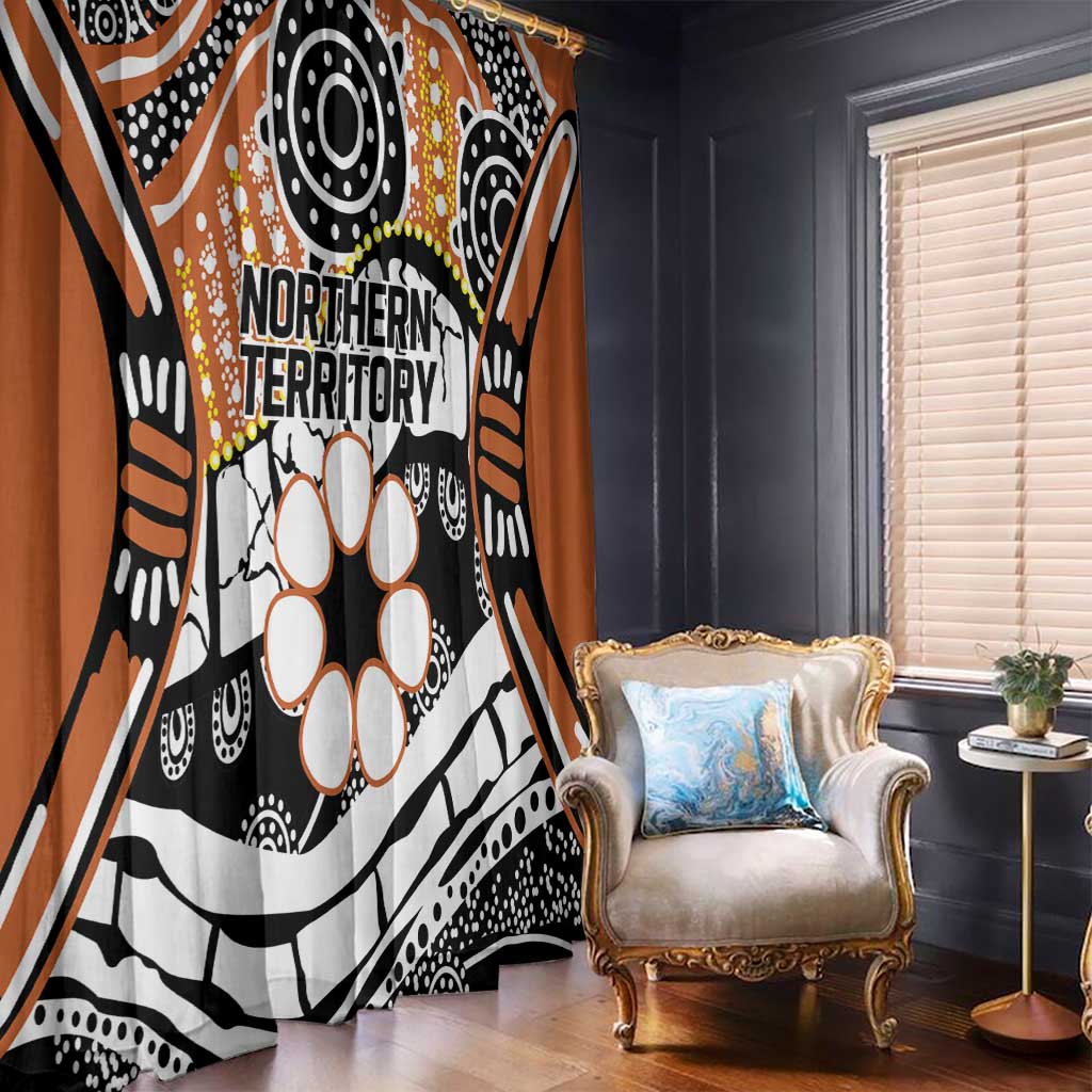 Australian Northern Territory Window Curtain Aboriginal with Sturt's Desert Rose