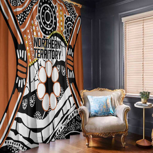 Australian Northern Territory Window Curtain Aboriginal with Sturt's Desert Rose