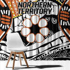 Australian Northern Territory Window Curtain Aboriginal with Sturt's Desert Rose
