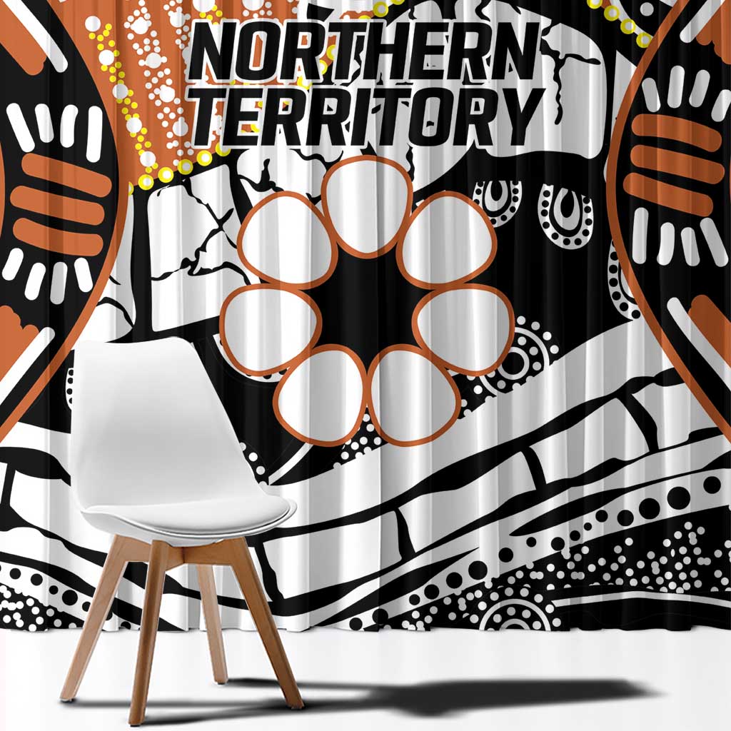 Australian Northern Territory Window Curtain Aboriginal with Sturt's Desert Rose