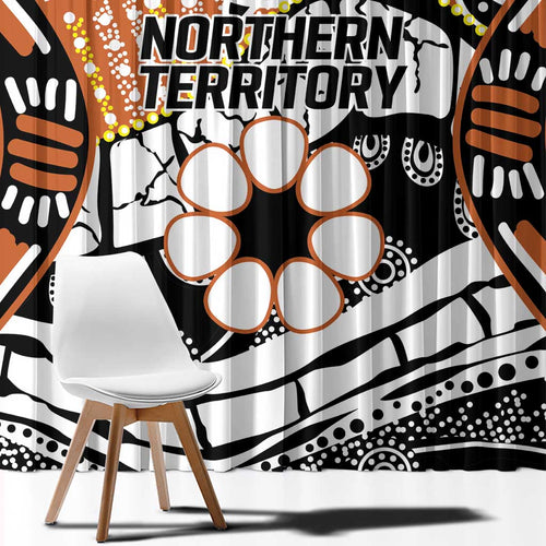 Australian Northern Territory Window Curtain Aboriginal with Sturt's Desert Rose
