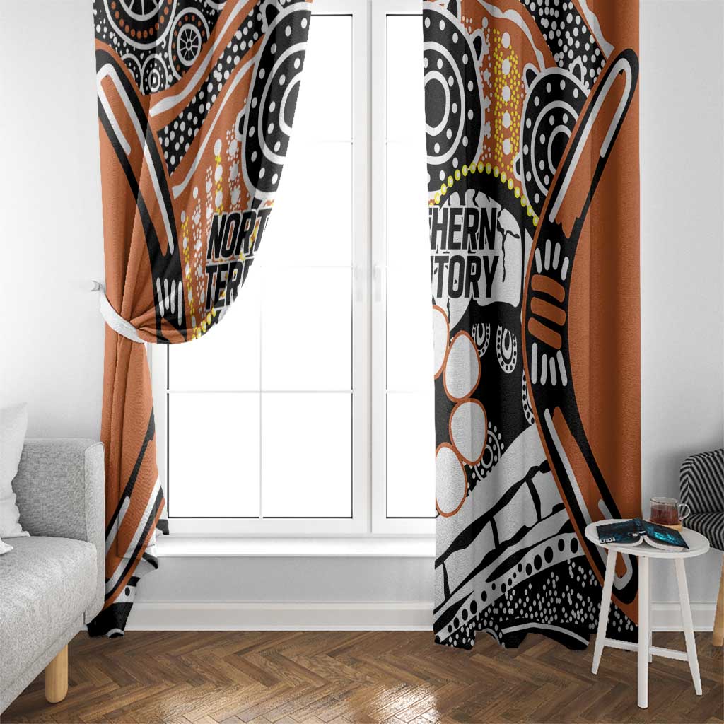 Australian Northern Territory Window Curtain Aboriginal with Sturt's Desert Rose