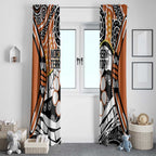 Australian Northern Territory Window Curtain Aboriginal with Sturt's Desert Rose