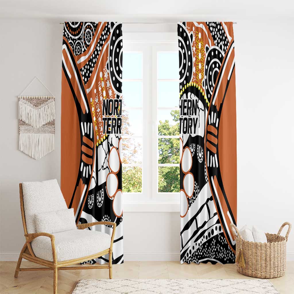 Australian Northern Territory Window Curtain Aboriginal with Sturt's Desert Rose