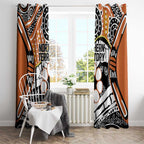 Australian Northern Territory Window Curtain Aboriginal with Sturt's Desert Rose